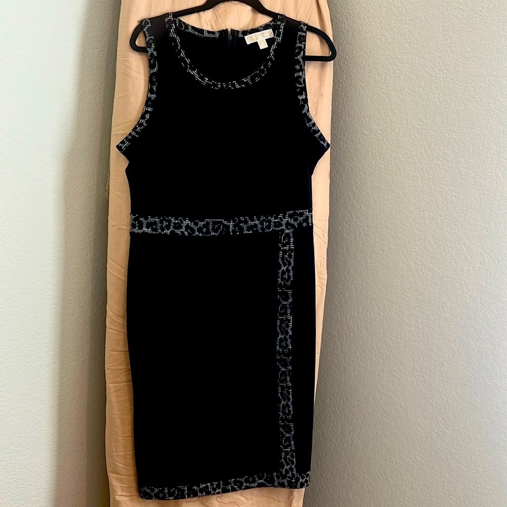 Michael Kors Sheath Dress Size Small Animal Print Trim Women's